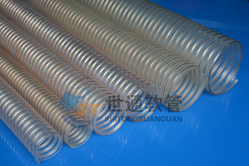 PU 鋼絲軟管，PU鋼絲管，PU聚氨酯鋼絲波紋管，耐磨工業(yè)吸塵通風軟管 